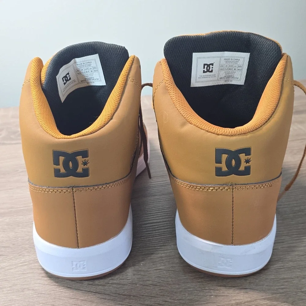 DC Shoes Cure Hi Top Mens 12 Wheat Tan Leather Skate Sneakers ADYS400072